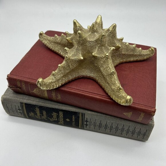 Large 8” Gold Tone Resin Starfish, Beach House, Ocean Coastal Decor - Picture 3 of 6
